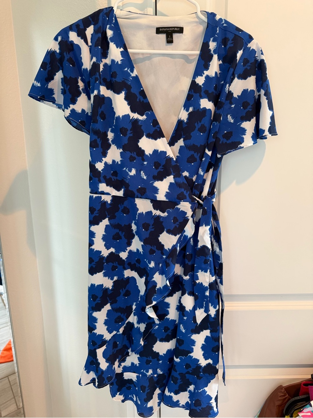 Banana Republic Blue and White Floral Wrap Dress